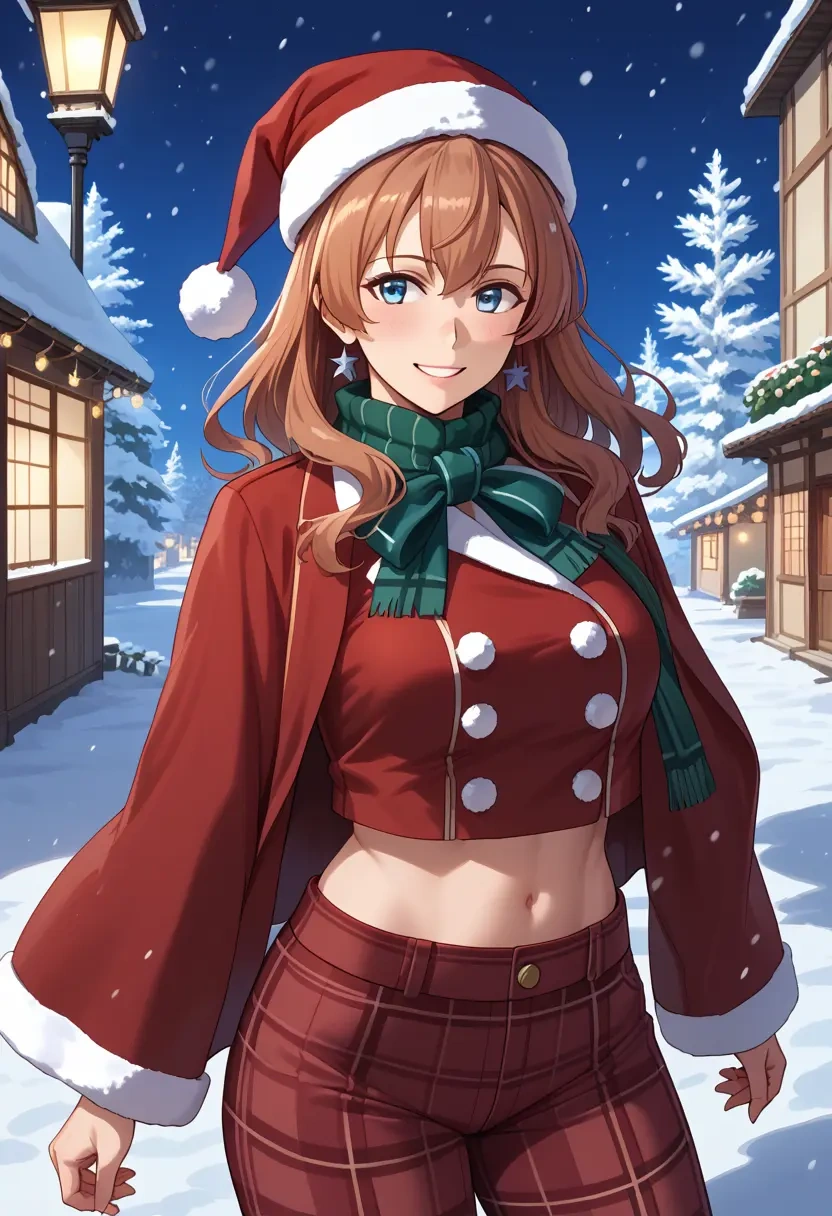 kantai_collection,saratoga_(kancolle),Christmas,plaid trousers  - 