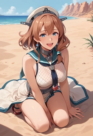 kantai_collection,saratoga_(kancolle),sleeveless top,bike shorts  - AI generated anime art