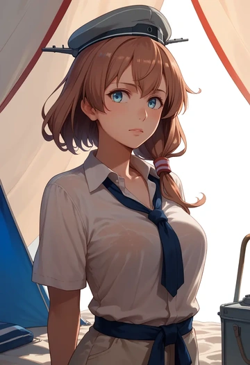 kantai_collection,saratoga_(kancolle),tie-dye shirt,dolphin shorts  - AI generated anime art