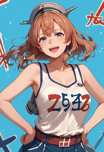 kantai_collection,saratoga_(kancolle),abstract graffiti tank,dolphin shorts  - AI generated anime art