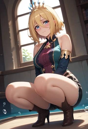 princess_connect,saren_(princess_connect),leather,shorts  - AI generated anime art