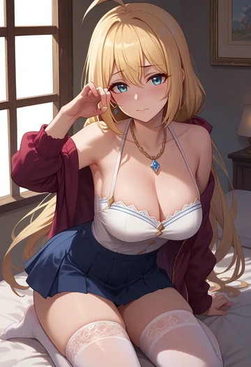 princess_connect,saren_(princess_connect),mini skirt,stockings  - AI generated anime art