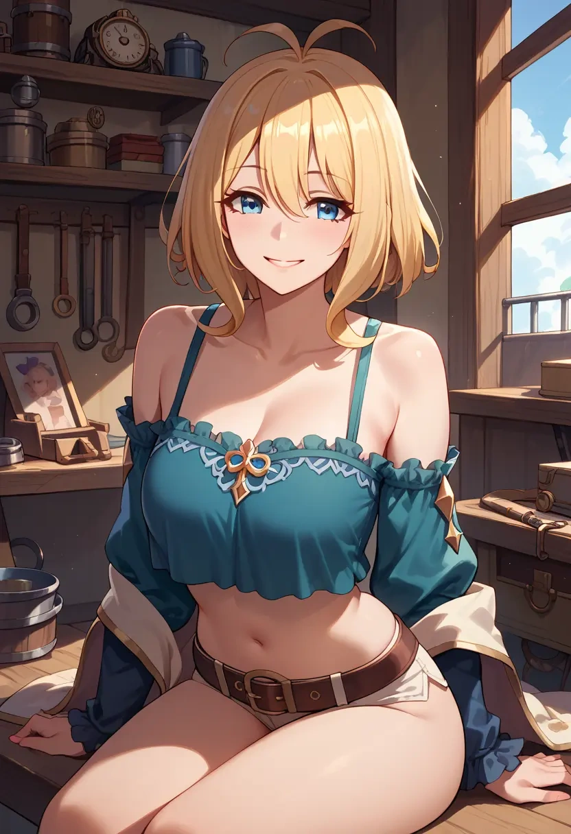 princess_connect,saren_(princess_connect),off-shoulder top,dolphin shorts  - 