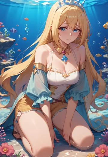 princess_connect,saren_(princess_connect),graphic tee,shorts,sneakers  - AI generated anime art