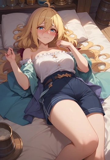 princess_connect,saren_(princess_connect),graphic tee,shorts,sneakers  - AI generated anime art