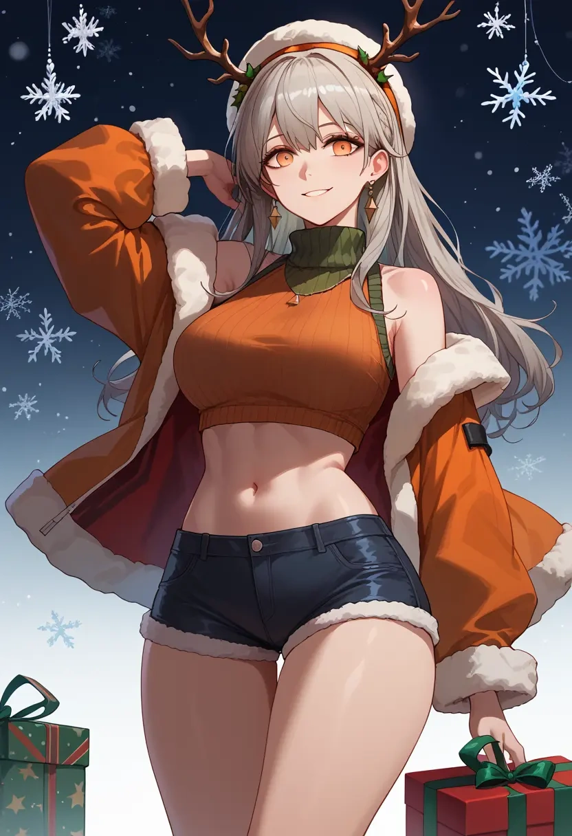 arknights,saria_(arknights),Christmas,red velvet shorts,turtleneck sweater  - 