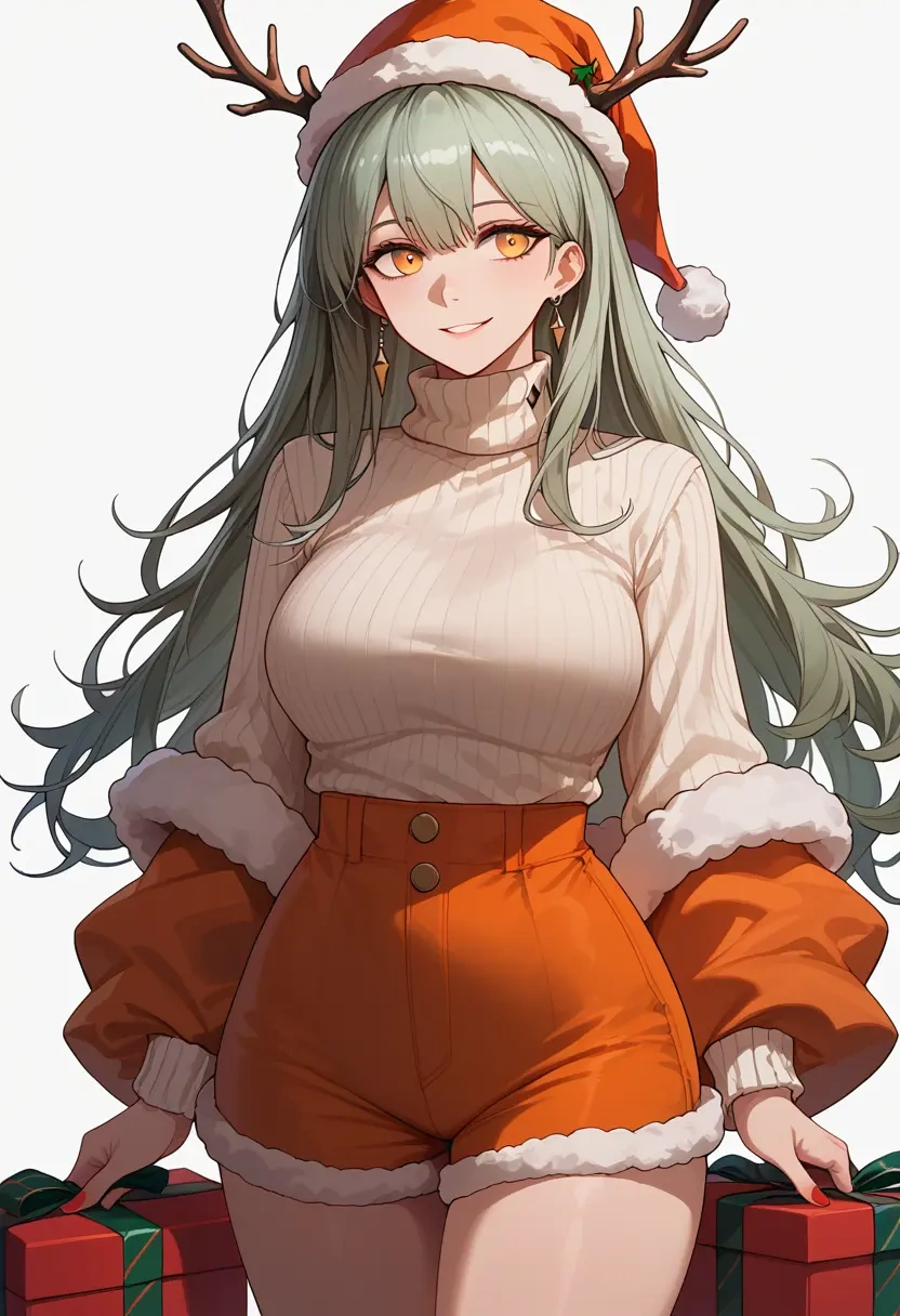 arknights,saria_(arknights),Christmas,red velvet shorts,turtleneck sweater  - 