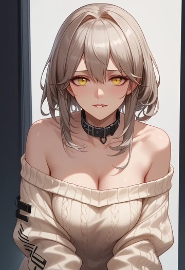 arknights,saria_(arknights),sweater,off-shoulder,collar  - AI generated anime art