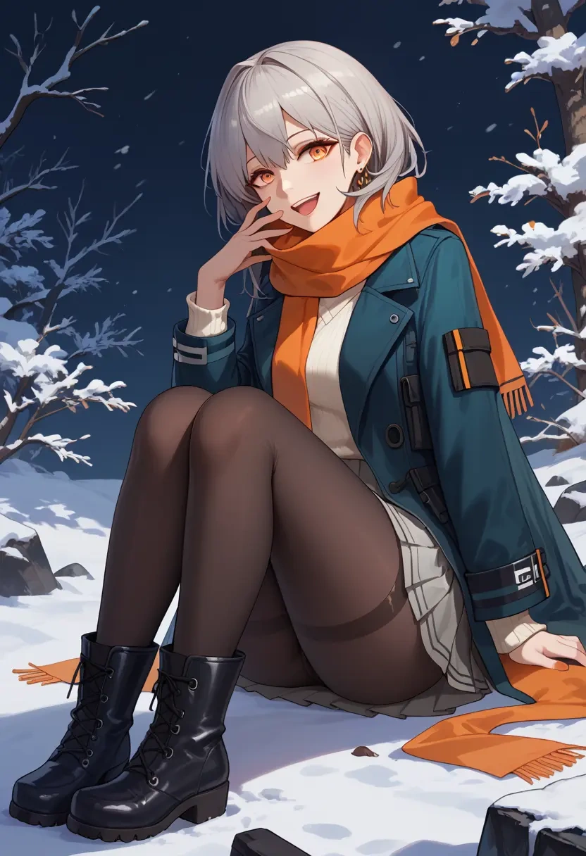 arknights,saria_(arknights),winter,student uniform,puffer coat  - 