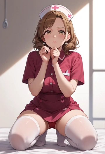 idolmaster,sasaki_chie,nurse,stockings,sexy,panties  - AI generated anime art