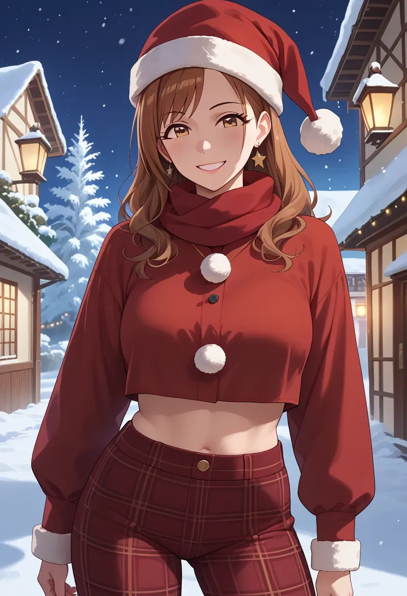 idolmaster,sasaki_chie,Christmas,plaid trousers  - 