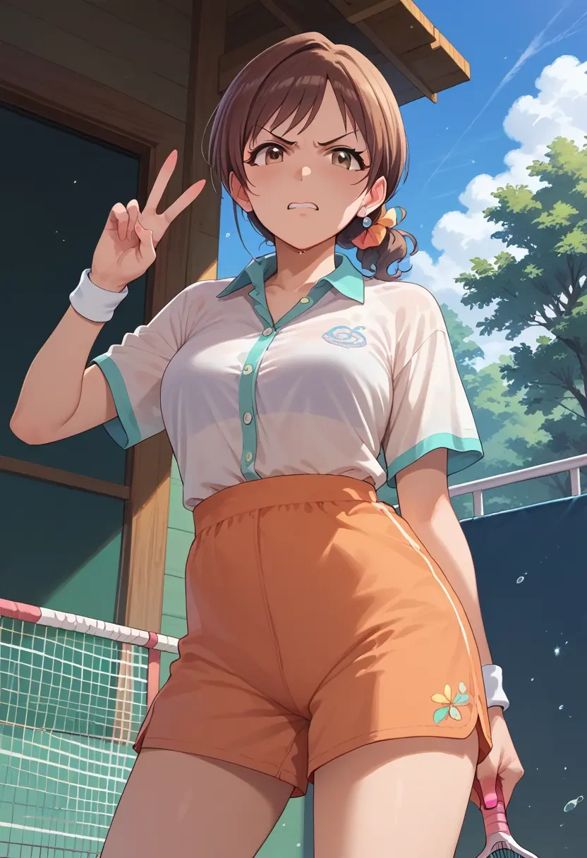 idolmaster,sasaki_chie,tennis polo,skort  - 