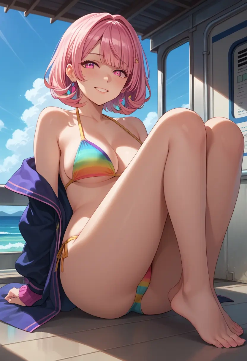 nijisanji,sasaki_saku,bikini,rainbow-colored,sexy  - 