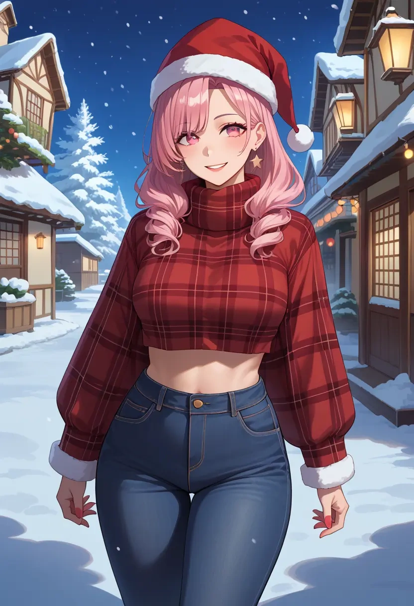 nijisanji,sasaki_saku,Christmas,plaid trousers  - 