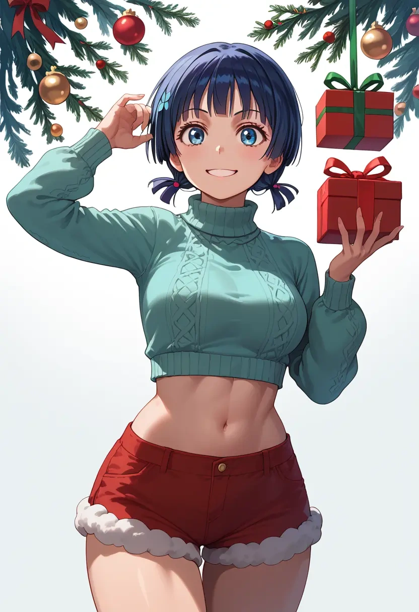 toaru_majutsu_no_index,saten_ruiko,Christmas,red velvet shorts,turtleneck sweater  - 