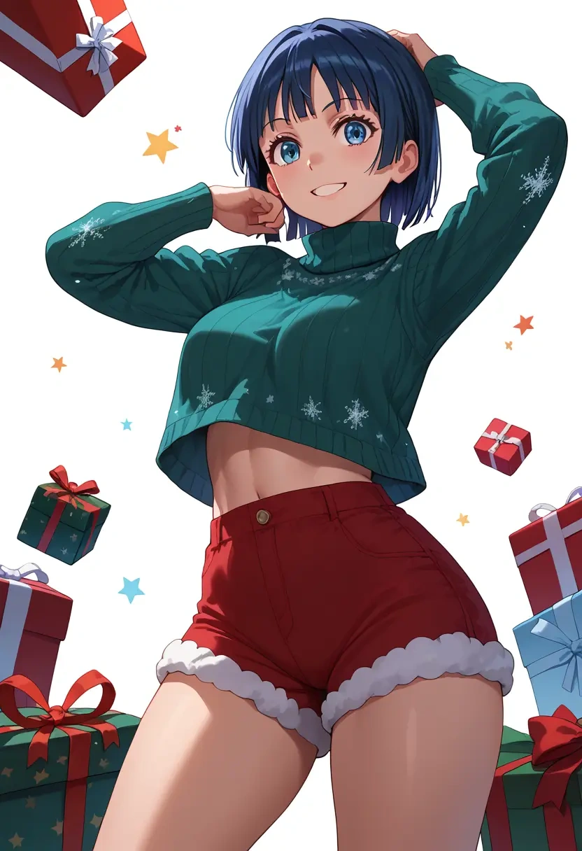 toaru_majutsu_no_index,saten_ruiko,Christmas,red velvet shorts,turtleneck sweater  - 