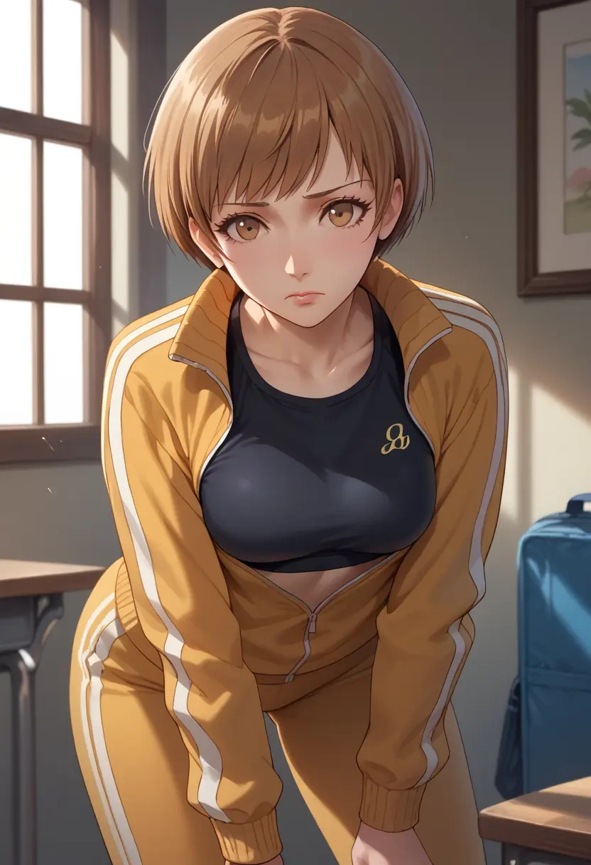 persona,satonaka_chie,athletic,track suit  - 