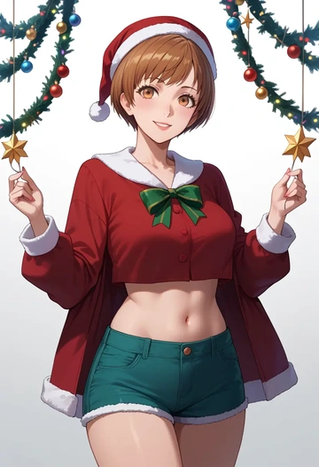 persona,satonaka_chie,Christmas,red velvet shorts  - AI generated anime art