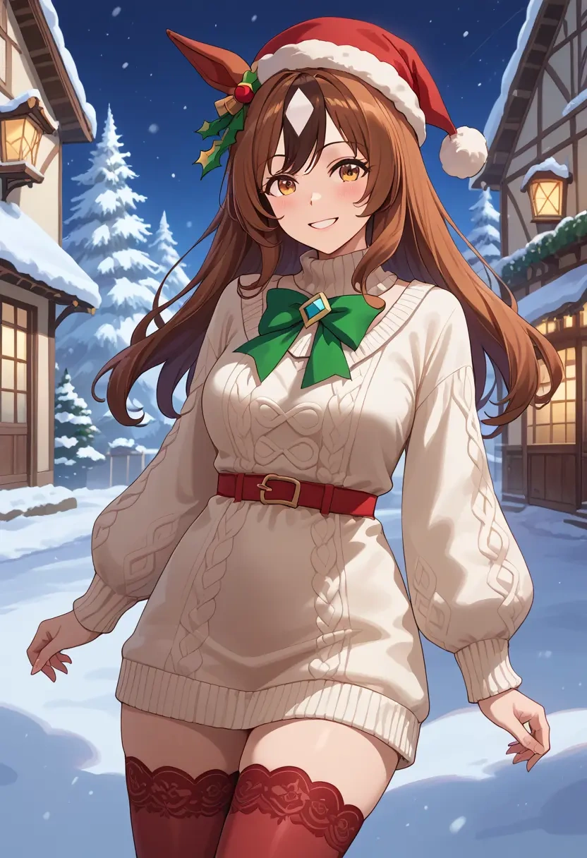 umamusume,satono_diamond_(umamusume),Christmas,sweater dress,stockings  - 