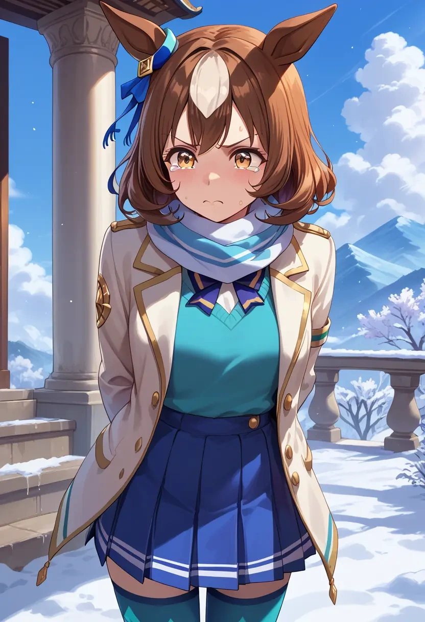 umamusume,satono_diamond_(umamusume),winter,student uniform,puffer jacket  - 