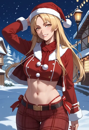 kantai_collection,satsuki_(kancolle),Christmas,plaid trousers  - AI generated anime art