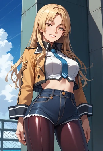 kantai_collection,satsuki_(kancolle),denim jacket,cropped,leather leggings  - AI generated anime art