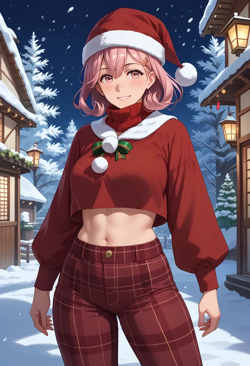 kantai_collection,sazanami_(kancolle),Christmas,plaid trousers  - 