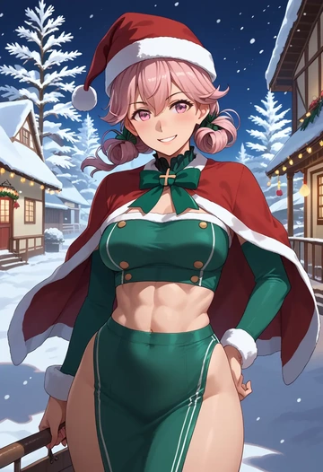 kantai_collection,sazanami_(kancolle),Christmas,dress  - AI generated anime art