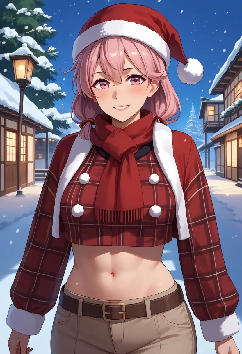 kantai_collection,sazanami_(kancolle),Christmas,plaid trousers  - 