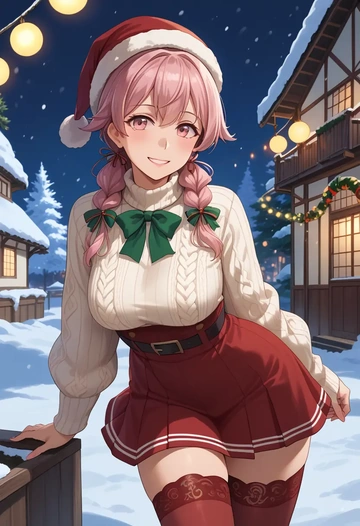 kantai_collection,sazanami_(kancolle),Christmas,sweater dress,stockings  - AI generated anime art