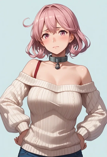 kantai_collection,sazanami_(kancolle),sweater,off-shoulder,collar  - AI generated anime art