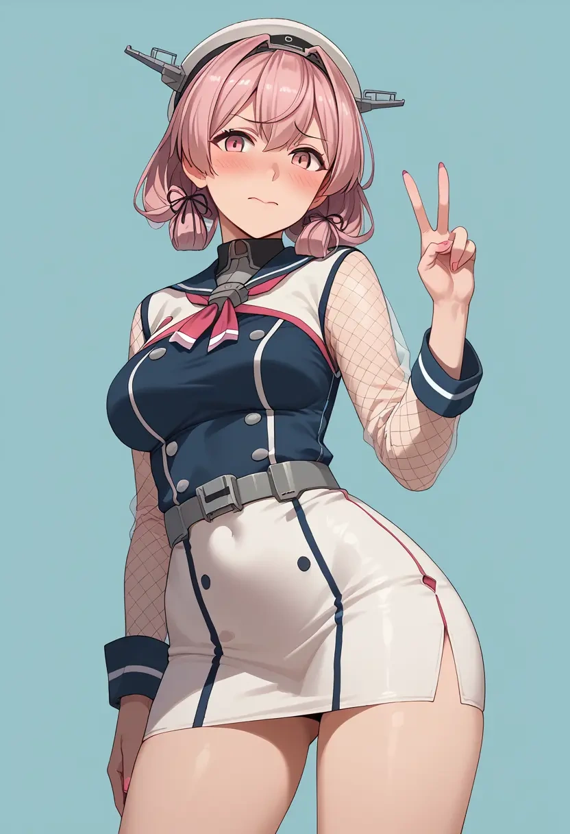 kantai_collection,sazanami_(kancolle),bodysuit,mesh,high-waisted skirt  - 