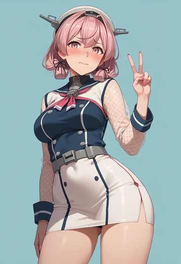 kantai_collection,sazanami_(kancolle),bodysuit,mesh,high-waisted skirt  - AI generated anime art