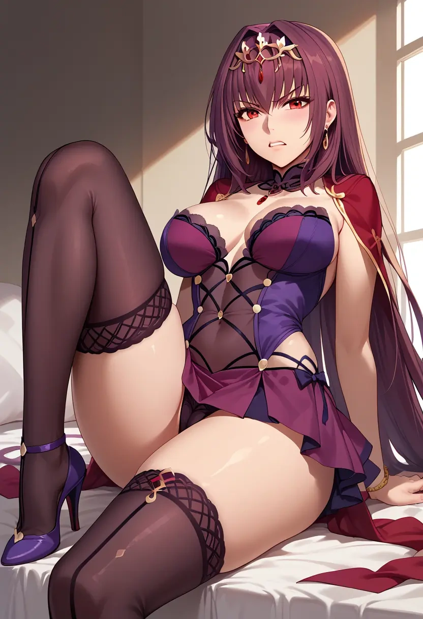 fate_(series),scathach_(fate),mini skirt, stockings  - 