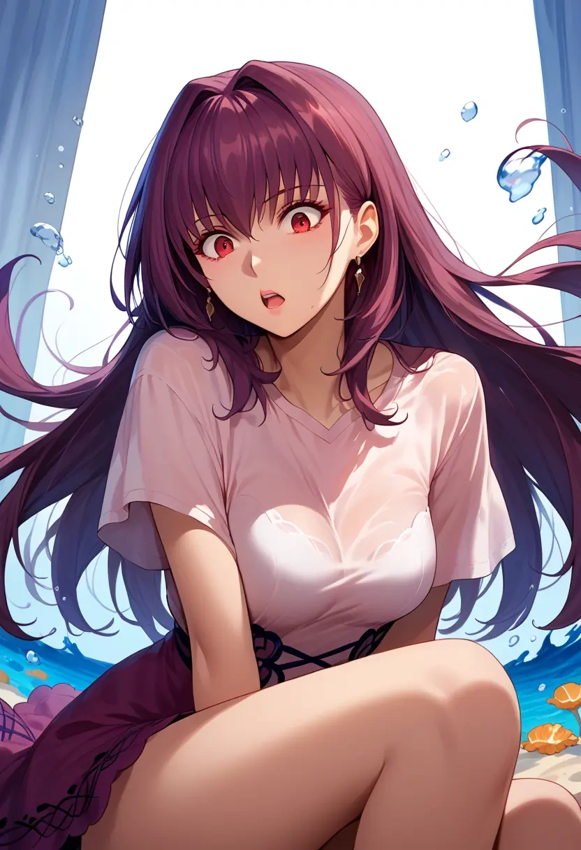 fate_(series),scathach_(fate),pop art shirt,dolphin shorts  - 