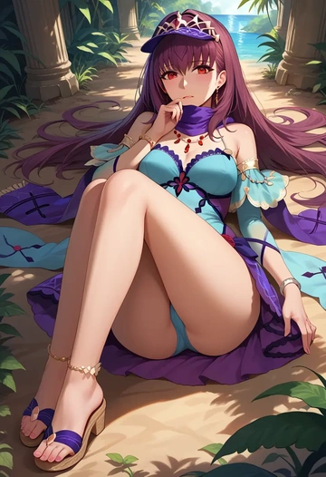 fate_(series),scathach_(fate),spring,elegant woman,bodycon dress  - AI generated anime art