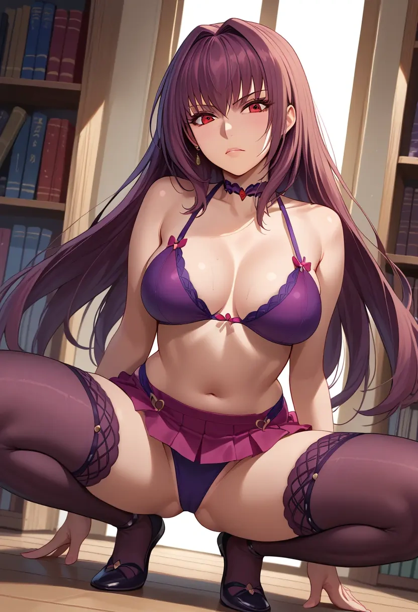 fate_(series),scathach_(swimsuit_assassin)_(fate),mini skirt, stockings  - 