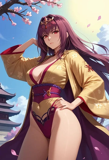 fate_(series),scathach_(swimsuit_assassin)_(fate),kimono  - AI generated anime art