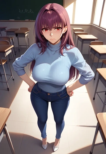 fate_(series),scathach_(swimsuit_assassin)_(fate),teacher  - AI generated anime art