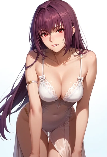 fate_(series),scathach_(swimsuit_assassin)_(fate),silk slip dress  - AI generated anime art