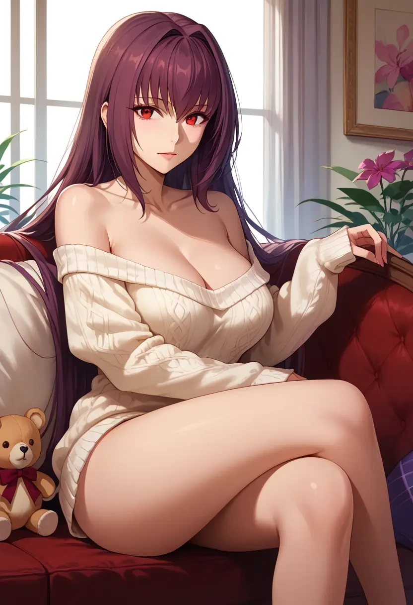 fate_(series),scathach_skadi_(fate),off-shoulder,sweater  - 