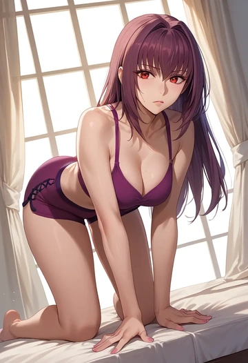 fate_(series),scathach_skadi_(fate),yoga shorts  - AI generated anime art