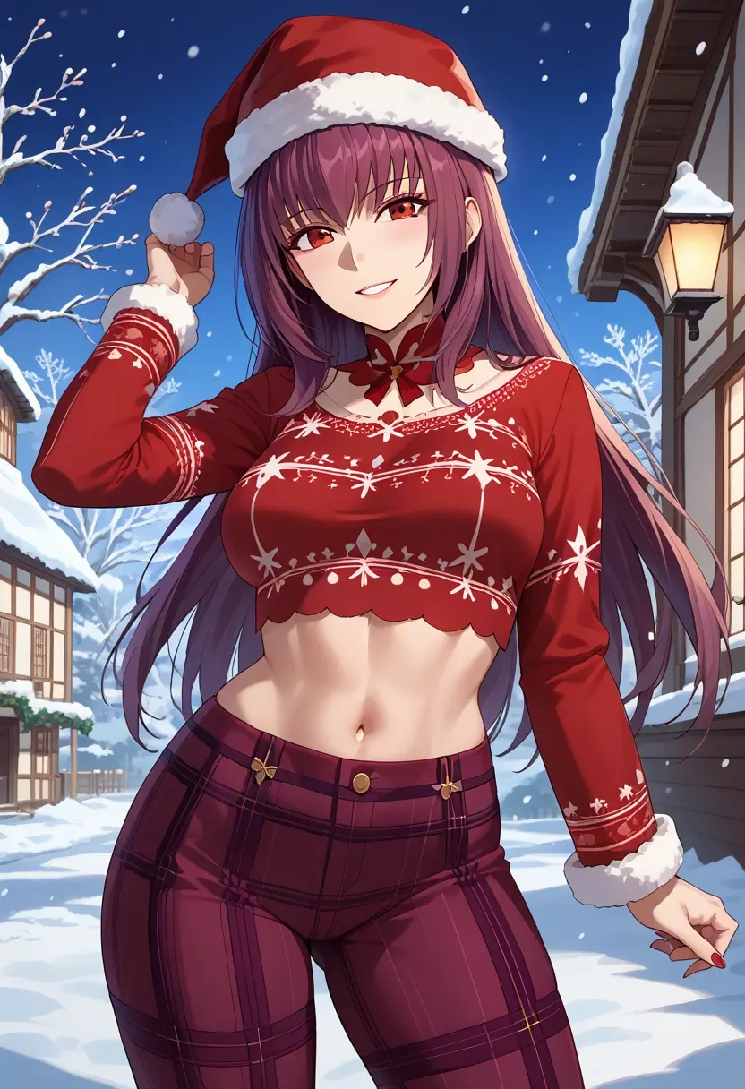 fate_(series),scathach_skadi_(fate),Christmas,plaid trousers  - 