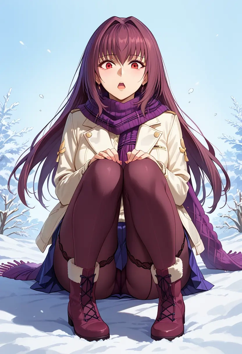 fate_(series),scathach_skadi_(fate),winter,student uniform,puffer jacket  - 