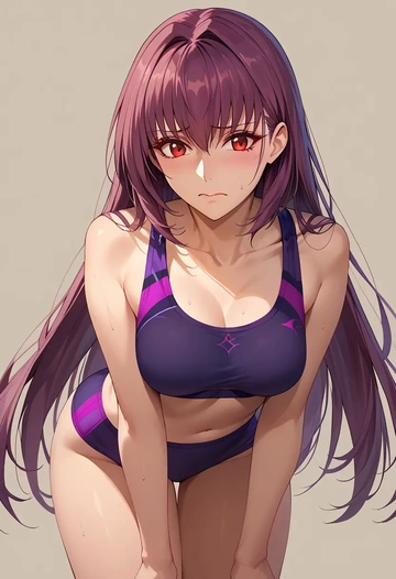 fate_(series),scathach_skadi_(fate),sports bra,wide-leg joggers  - AI generated anime art