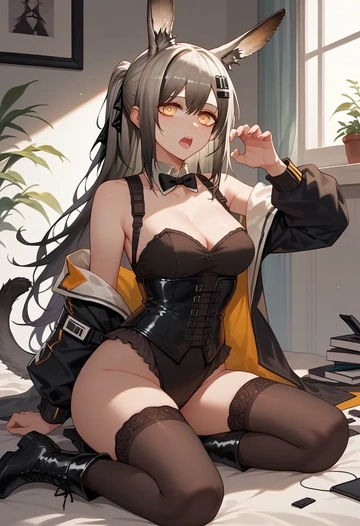 arknights,schwarz_(arknights),bunny girl  - AI generated anime art