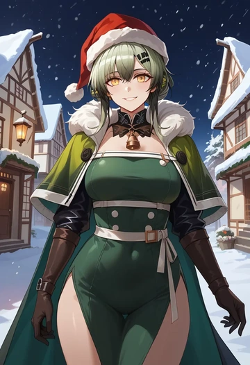 arknights,schwarz_(arknights),Christmas,dress  - AI generated anime art