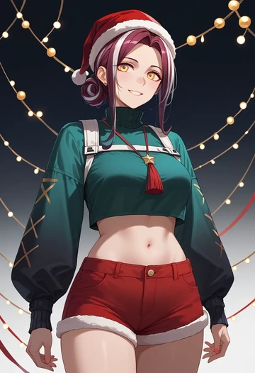 arknights,schwarz_(arknights),Christmas,red velvet shorts  - AI generated anime art