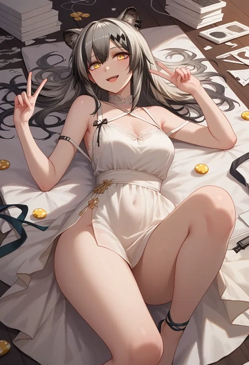 arknights,schwarz_(arknights),silk slip dress  - AI generated anime art