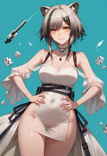 arknights,schwarz_(arknights),silk slip dress  - AI generated anime art